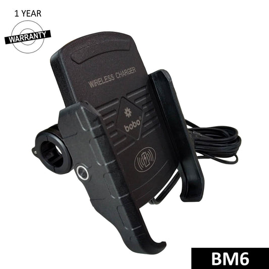 BOBO BM6 Jaw-Grip Bike Phone Holder (with Fast 15W Wireless Charger) Motorcycle Mobile Mount - Moto Modz