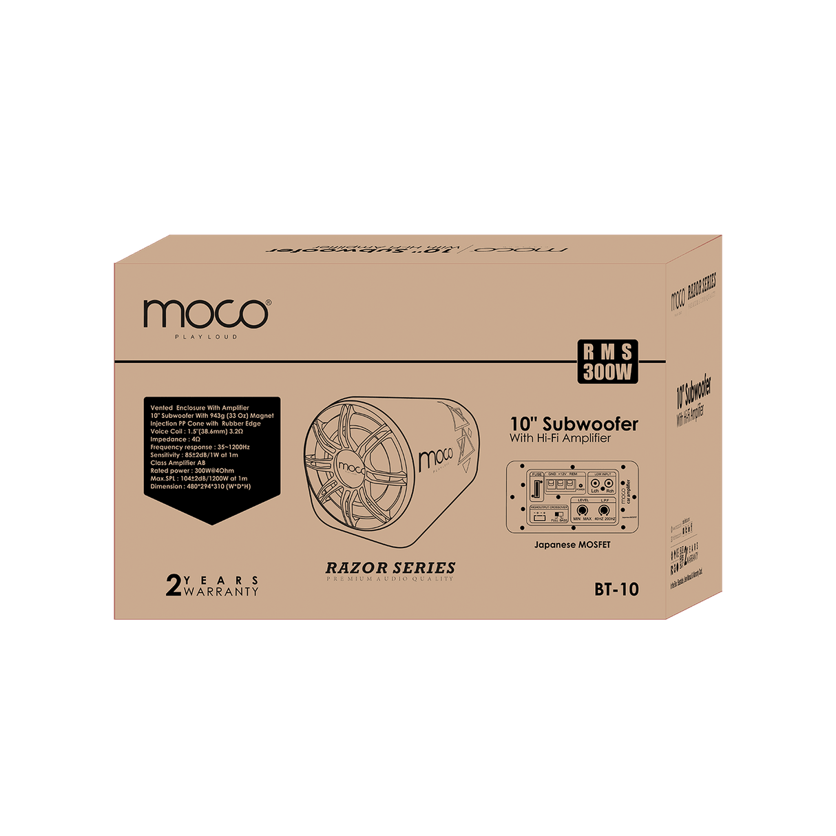 BT-10 | 10″ Inch JAPANESE MOSFET SubWoofer with Hi-Fi Amplifier - Moto Modz