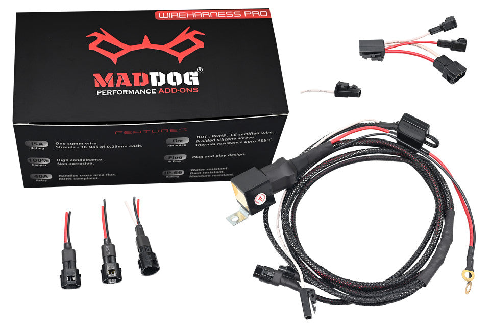 COMBO Maddog Scout X auxiliary lights with complete switch pro, wiring harness and aux lights filter ( 18 months warranty)