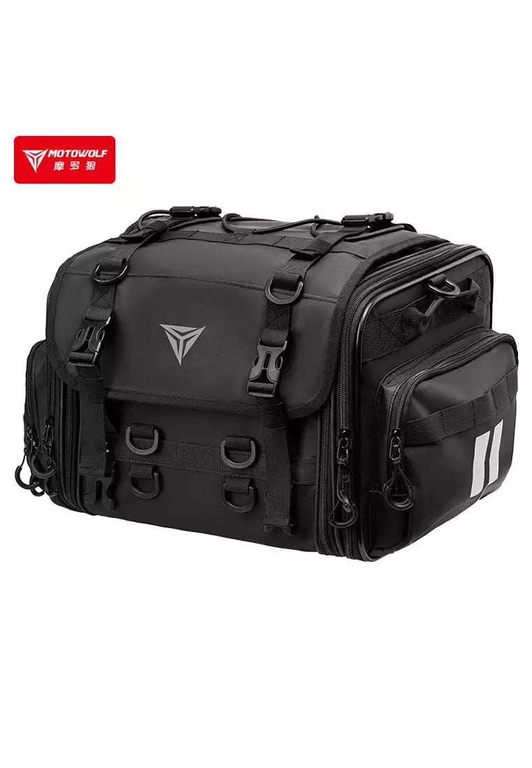 MOTOWOLF MDL0725 Expandable Motorcycle Rear Tail Seat Sling Bag 32L to 45L