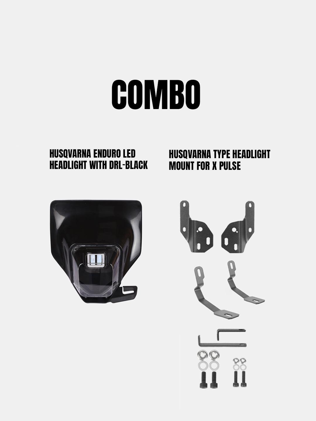 Husqvarna Enduro Drl Headlight With Mount Black For X Pulse - Moto Modz