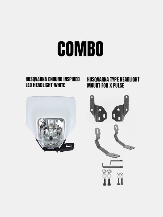 Husqvarna Enduro Inspired Headlight With Mount White For X Pulse - Moto Modz