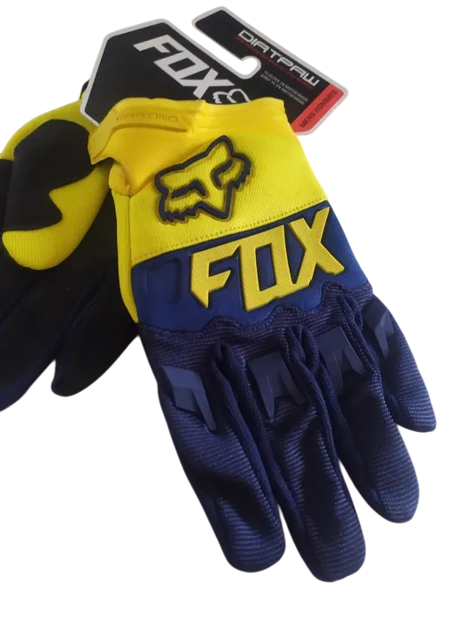 DIRTPAW Motocross Gloves F.O.X - Yellow Blue V2