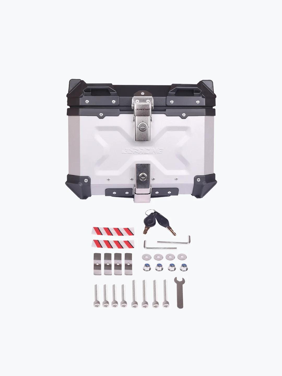 Jb Racing Top Case 45L Silver Premium With Back Rest Pad - Moto Modz