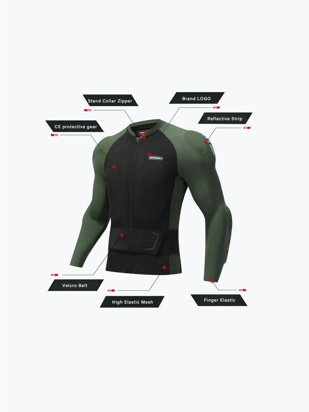 Motowolf Armour Jacket Green 1031B - Moto Modz
