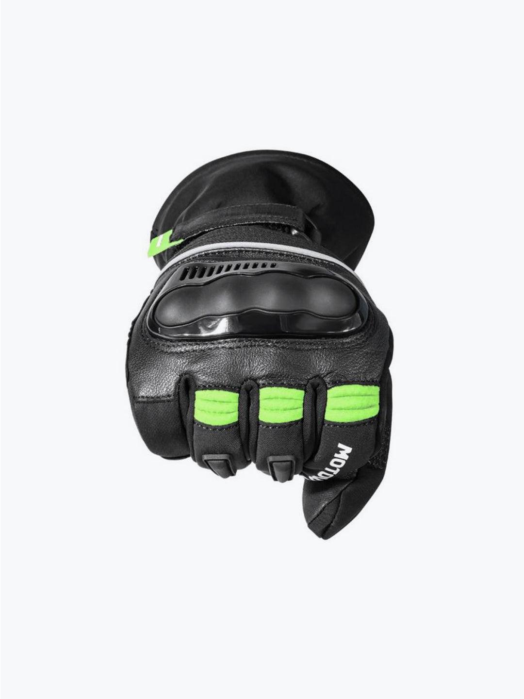 Motowolf Gloves Black Green 0318 - Moto Modz