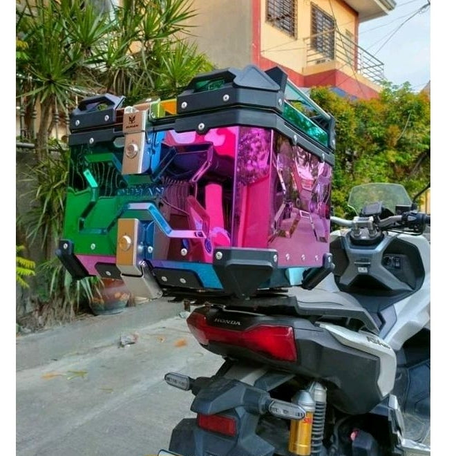 LGP rainbow large capacity aluminium top box 45 ltrs (fits all motorcycle) - color plating premium top box