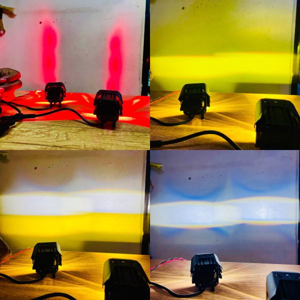 LIU HJG ORIGINAL 60W (30*2) future 1 led mini drive light RED DEVIL EYE LIGHT CO2 MULTIPLE CONNECTING RED+YELLOW+WHITE COLOR WITH SEPRATE HARNESS