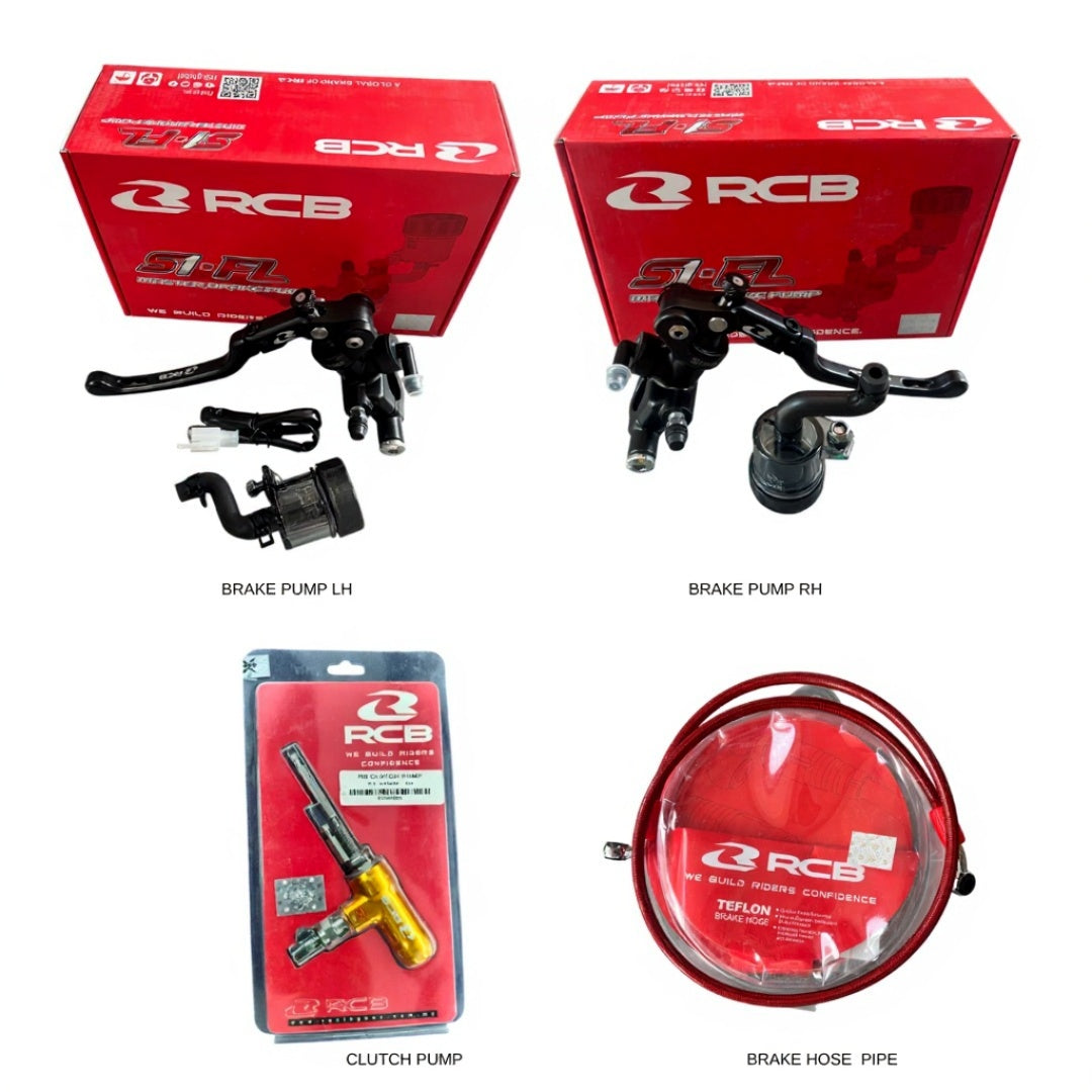RCB PERFORMANCE BRAKING COMBO - HYDRAULIC BRAKE PUMP LH + RH , CLUTCH PUMP , BRAKE HOSE PIPE
