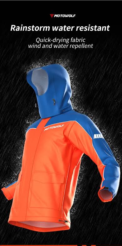 Motowolf Raincoat Blue Orange 0403B