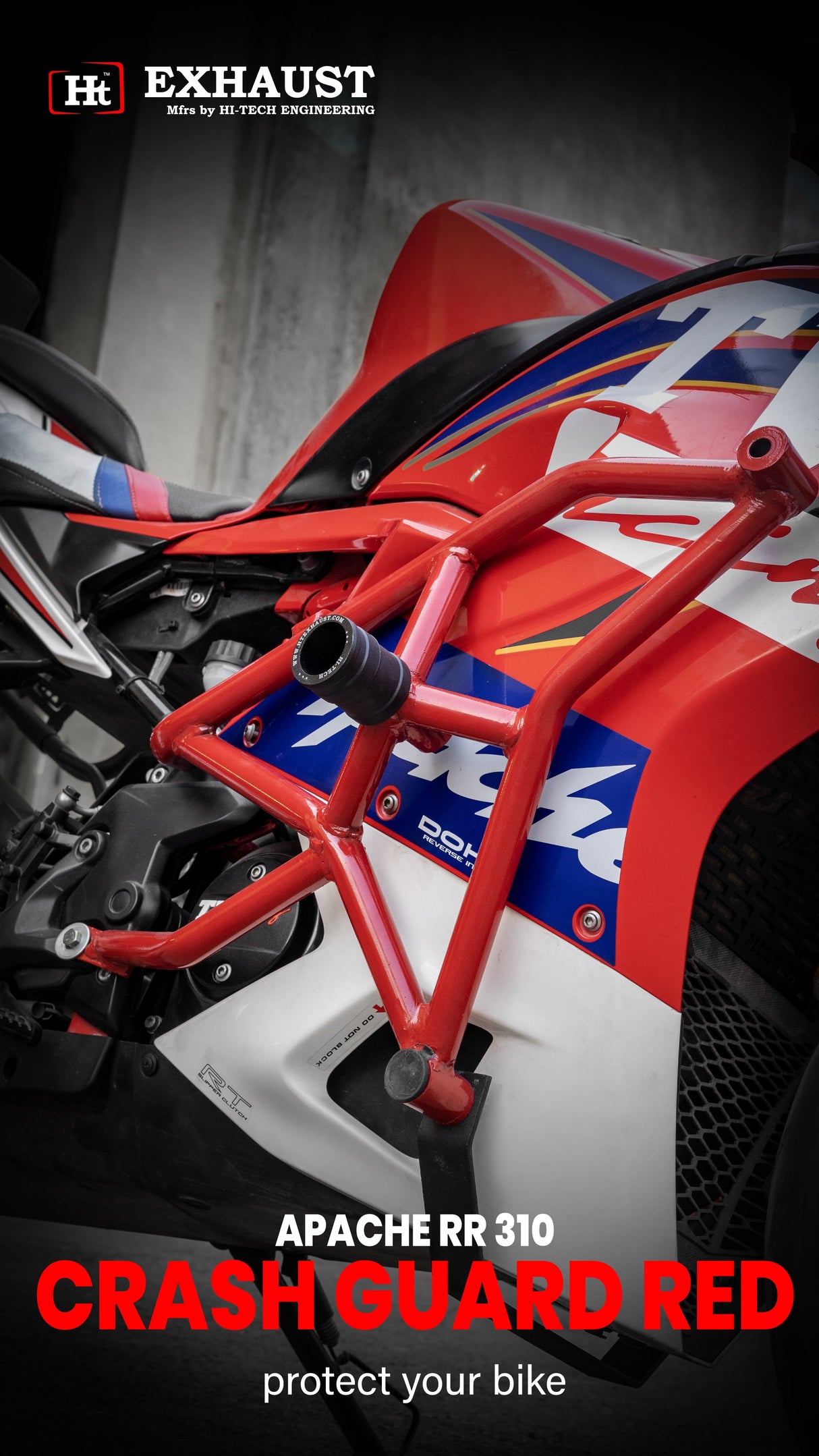 Apache RR310 crash guard with metal slider - SB 1002-RED