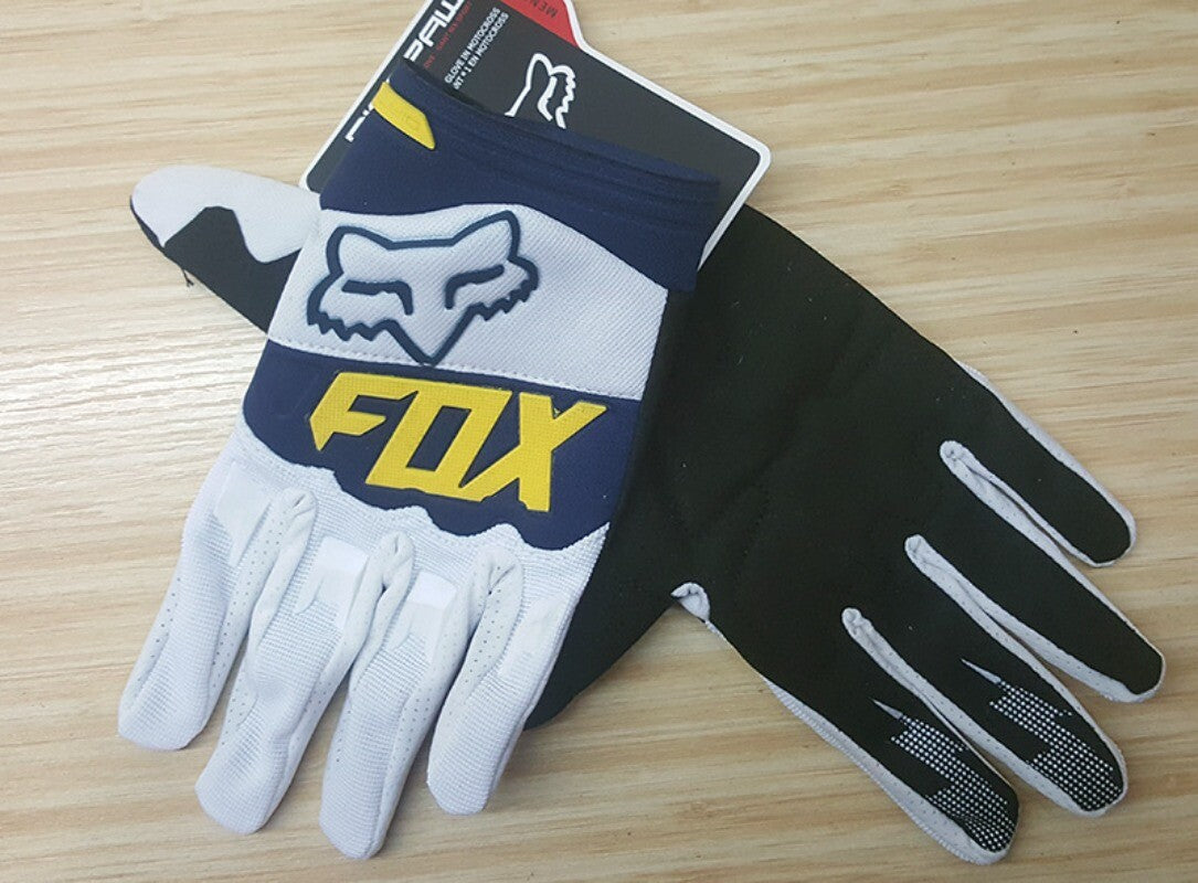 DIRTPAW Motocross Gloves F.O.X - White blue yellow