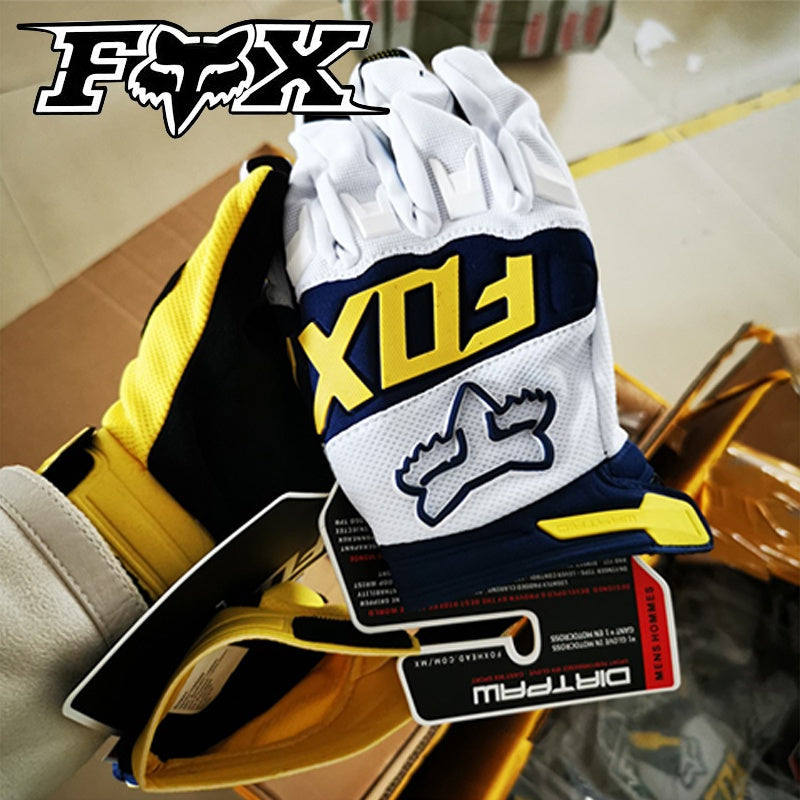 DIRTPAW Motocross Gloves F.O.X - White blue yellow