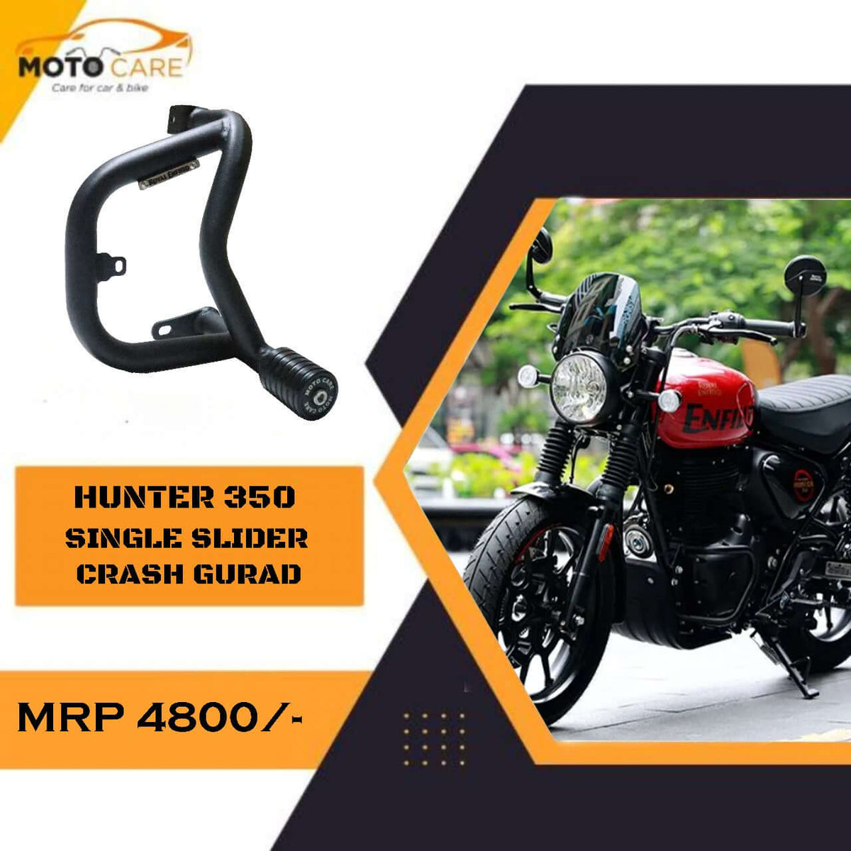 Moto Care Heavy Metal Single Slider Crash Guard For Royal Enfield Hunt