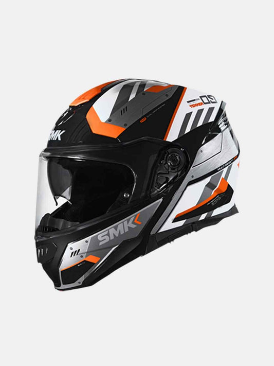 SMK Gullwing Tekker Black Orange White Gloss Helmet - Moto Modz