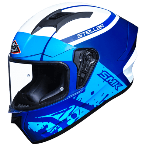 SMK HELMET - Stellar Squad White Blue Gloss (GL551) Helmet - Moto Modz