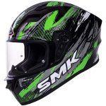 SMK Helmets – Stellar – Meteorite – Gloss Black Green Grey – Pinlock Anti Fog Lens Fitted Single Clear Visor Full Face Helmet – GL286 - Moto Modz