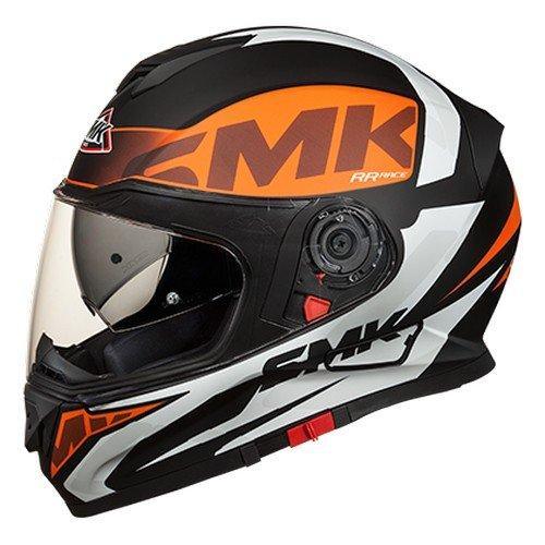 SMK Twister Logo Full Face Helmet With Pinlock Fitted Clear Visor (MA271/Matt Black, Orange and White) - Moto Modz