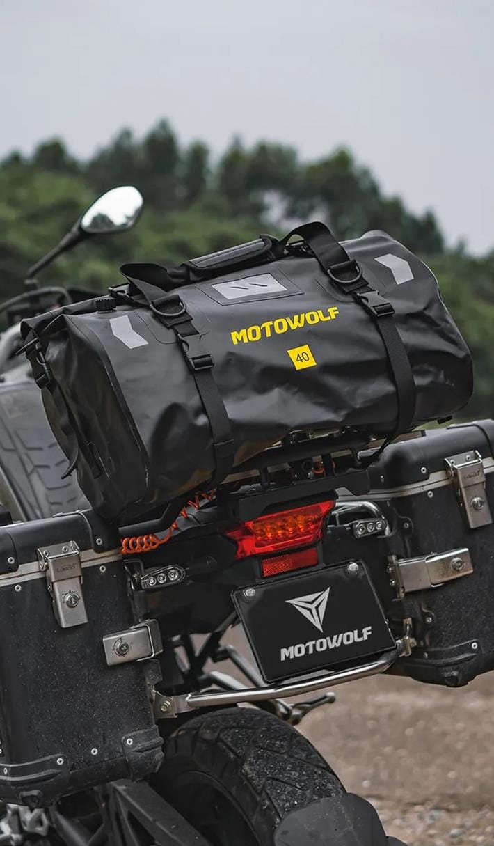 MOTOWOLF | Motorcycle Tail Bag 40L Waterproof | Duffel Bag for Touring Adventure, Camping, Cycling