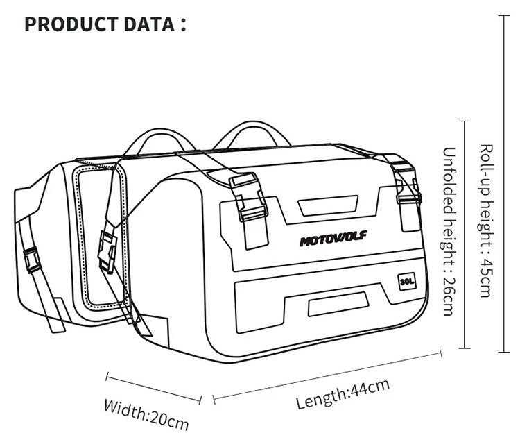 MOTOWOLF HYPERTOUR MDL0720 | 1 Pair | Waterproof Motorcycle Saddle Bags | 30 litres *2 side | Side Bags for Motorbike Travel - Yellow
