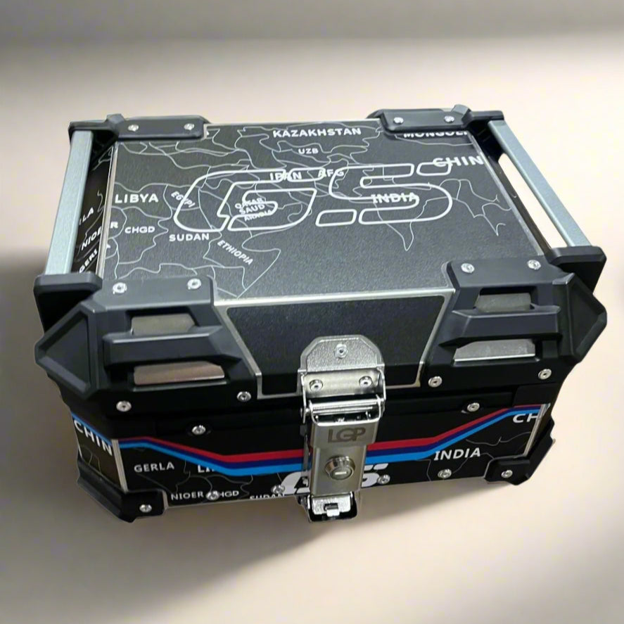 LGP Wanderer GS 25 litres aluminium top box | BLACK ( fits all motorcycles ) - 1 YEAR WARRANTY - Free Cushion