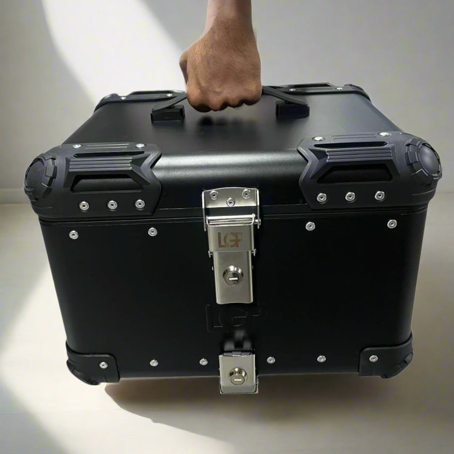 LGP Premium Aluminium Top Case | NERO EDITION ( Top Box ) | Bevelled corner | 45L - BLACK ( COMPATIBLE FOR ALL MOTORCYCLE ) - 1 YEAR WARRANTY