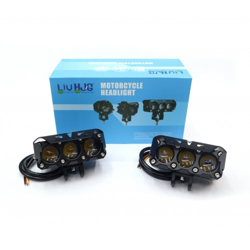 LIU HJG Original Mega Drive 3 Lens with premium harness Dual Color Yellow/White LED Fog Lights (set of 2 ) - COMBO