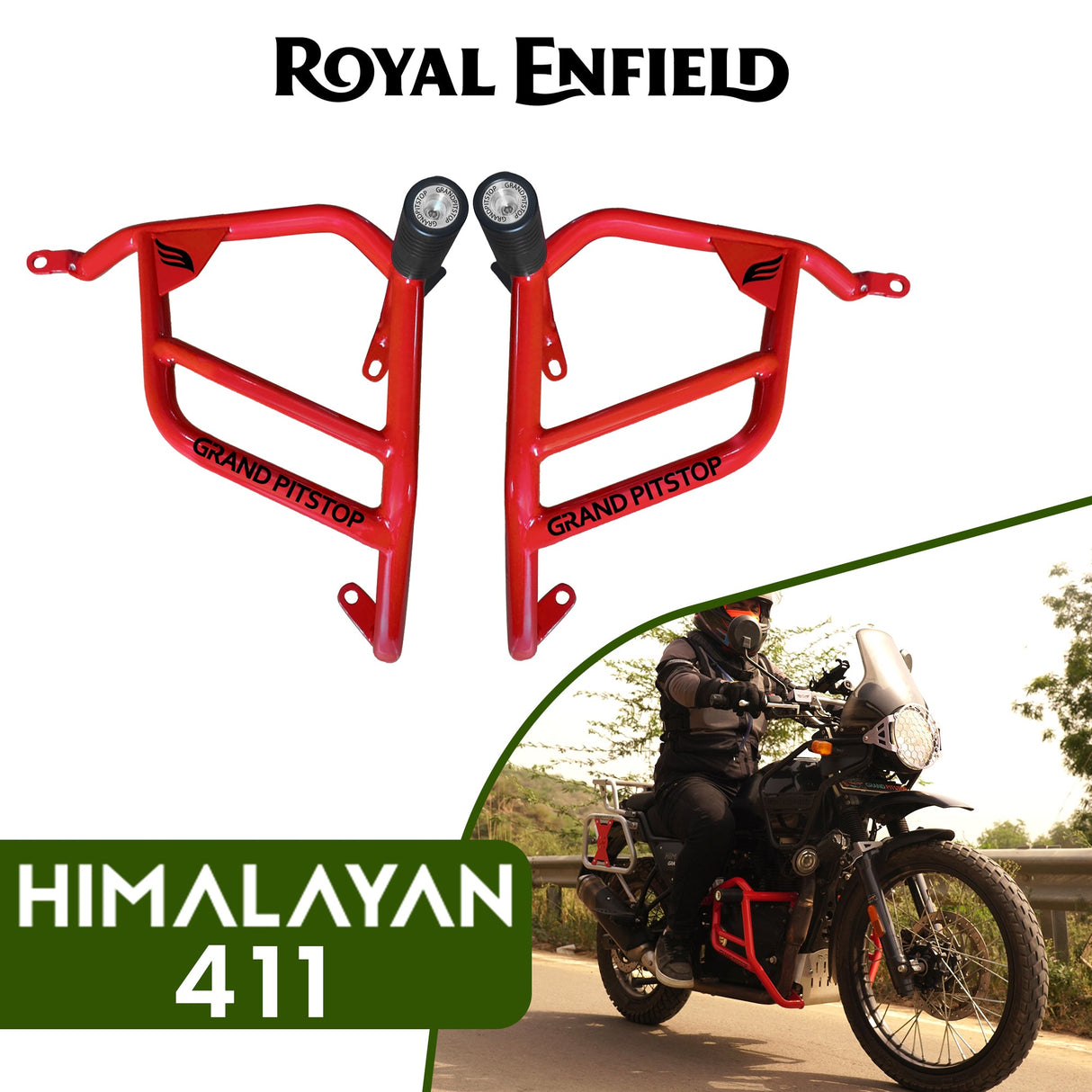 Crash Guard with Slider For Royal Enfield Himalayan-Red