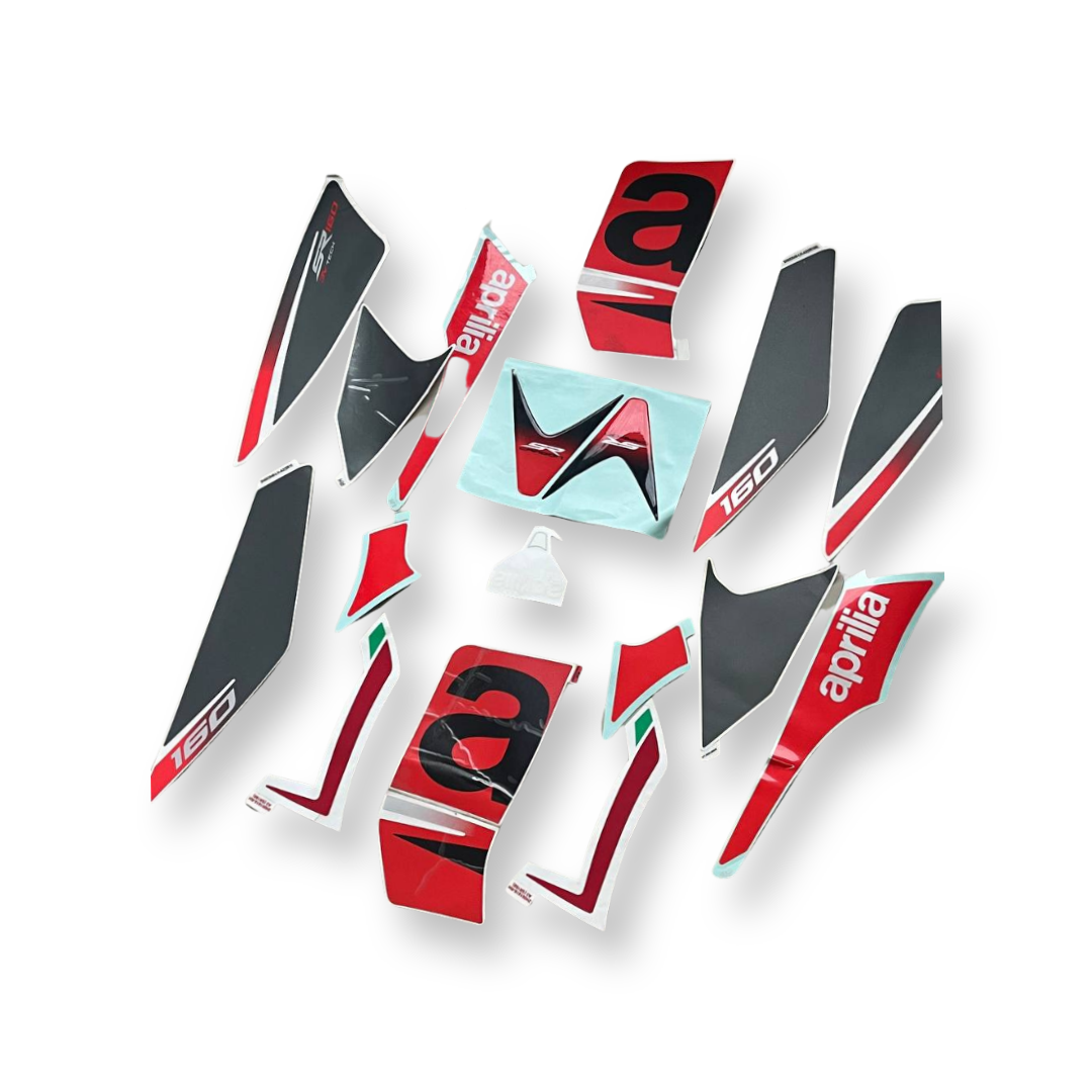 Aprilia SR 160 complete sticker decals kit ( Red & Grey ) – Moto Modz