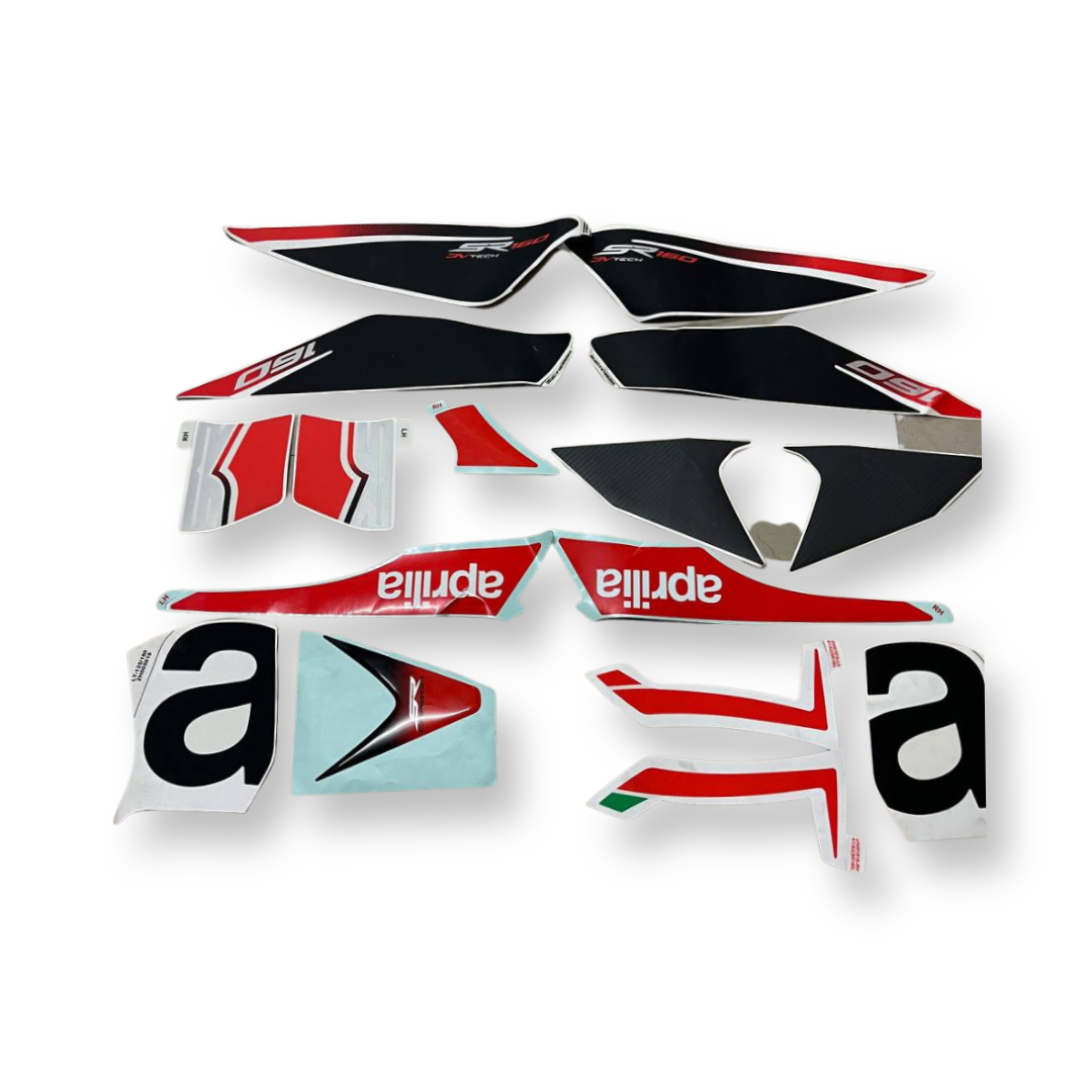 Aprilia SR 160 complete sticker decals kit ( Black and red ) From Moto ...