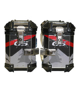 LGP Premium Aluminium GS Graphics 38L Panniers ( pair) with bracket BLACK RED
