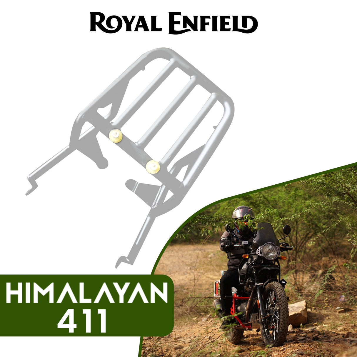 Extended Top Rack-Carrier without Plate, compatible with Pillion Backrest For Royal Enfield Himalayan-Silver