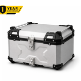 TAANC Overlander 137 Touring Setup 02 – X65 Top Box + Twin 36 Panniers | Aero Silver Aluminium Combo
