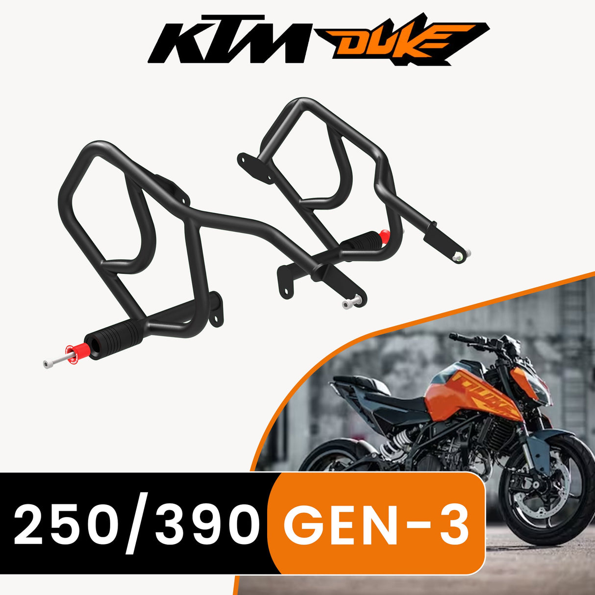 CRASH GUARD (PAIR) - Black for KTM DUKE 390 Gen 3