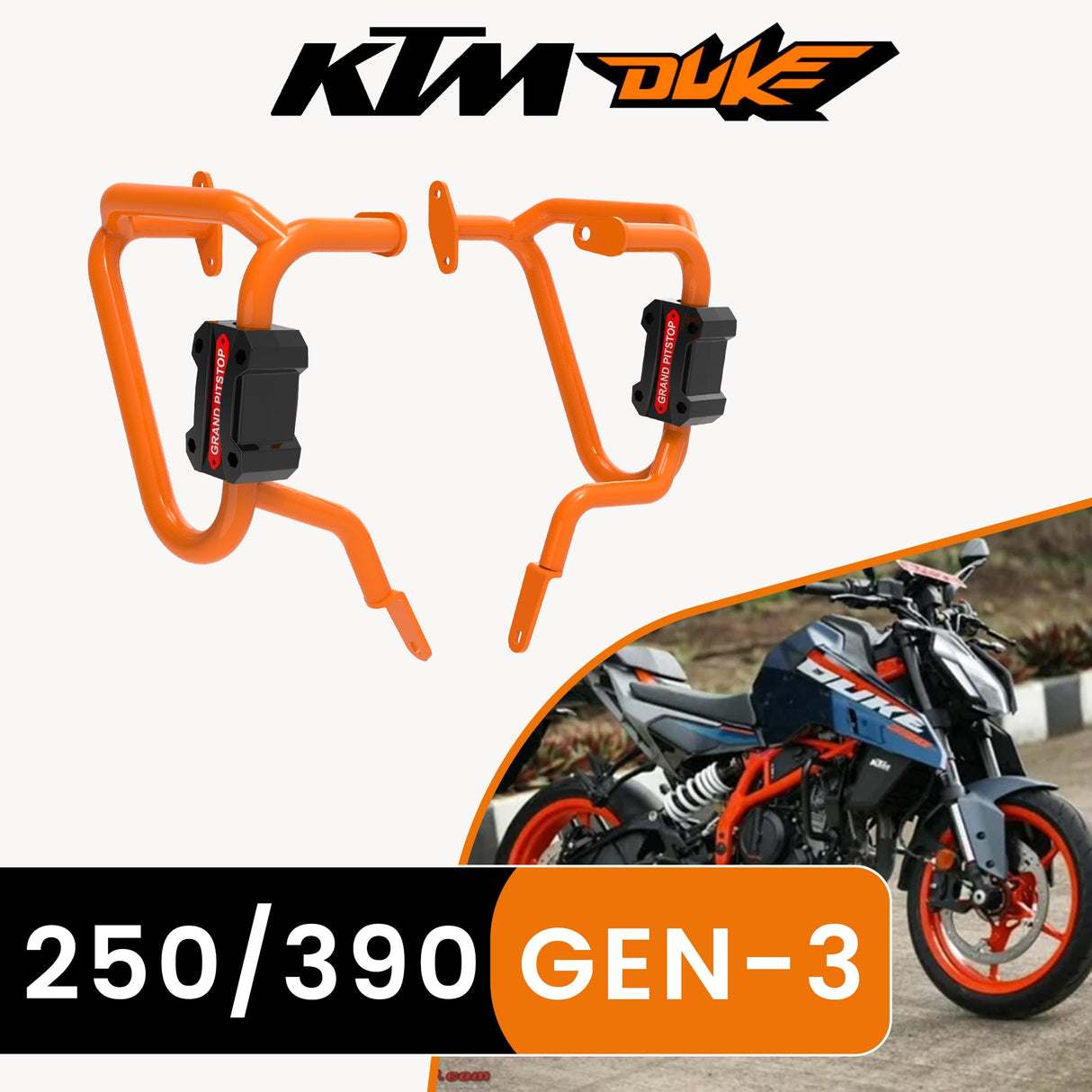 CRASH GUARD (PAIR) for KTM DUKE 390/250 Gen 3 - Orange