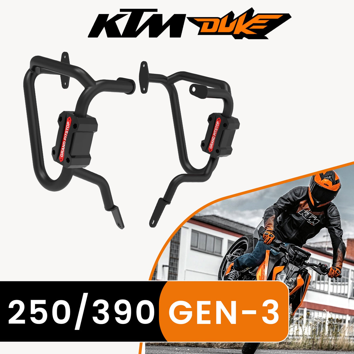 CRASH GUARD (PAIR) for KTM DUKE 390/250 Gen 3 - Black