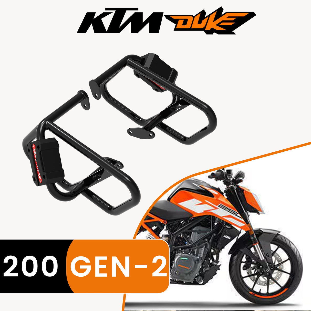 CRASH GUARD (PAIR) - Black for KTM DUKE 200 Gen 2