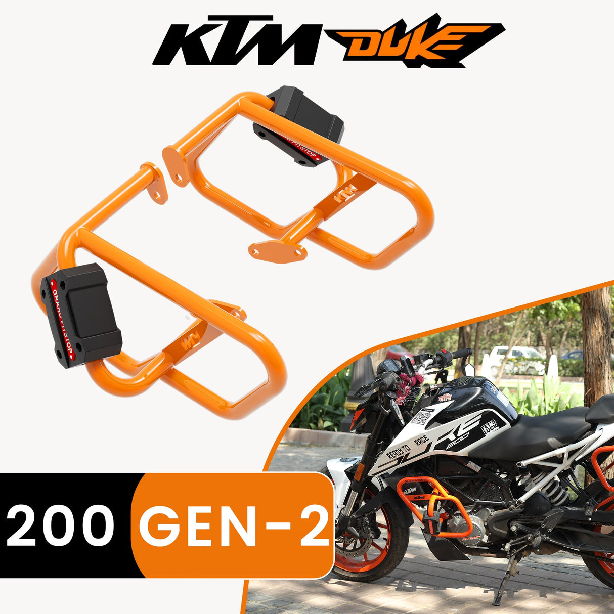 CRASH GUARD (PAIR) - Orange for KTM DUKE 200 Gen 2