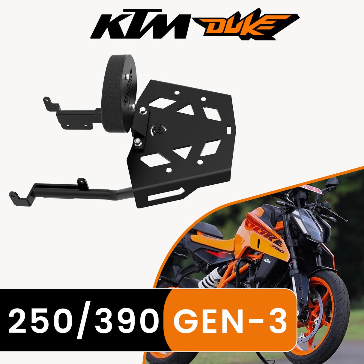 Toprack with Backrest for KTM DUKE 390/250 Gen 3 - Black