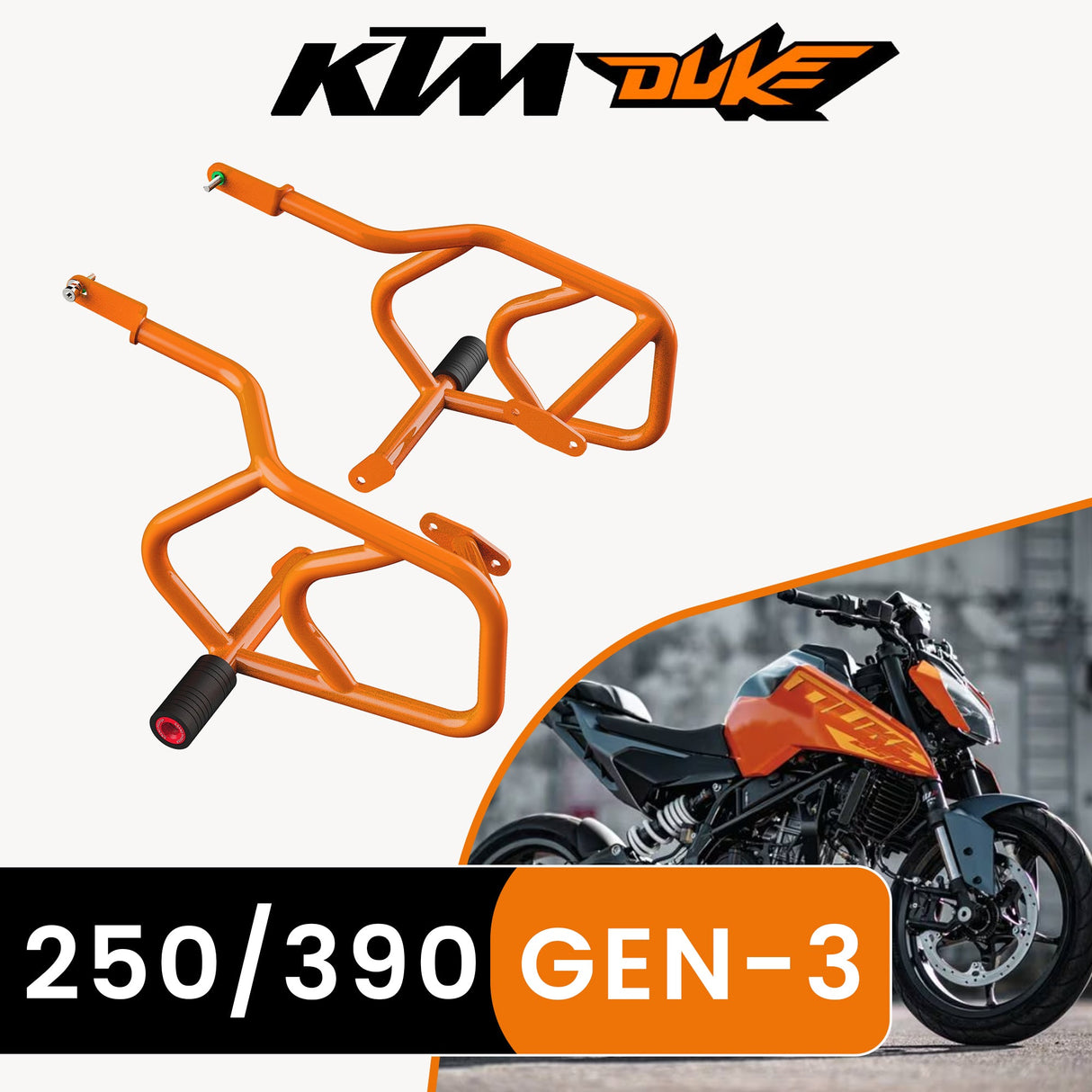 CRASH GUARD (PAIR) - Orange for KTM DUKE 390 Gen 3