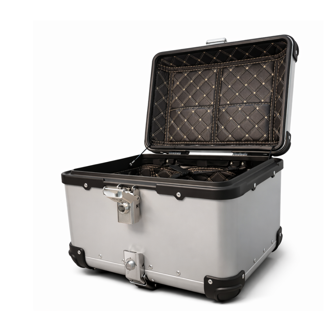 TAANC Urban Arc Top Box – Aero Silver | 45L Aluminium Motorcycle Storage Box with Rounded Design
