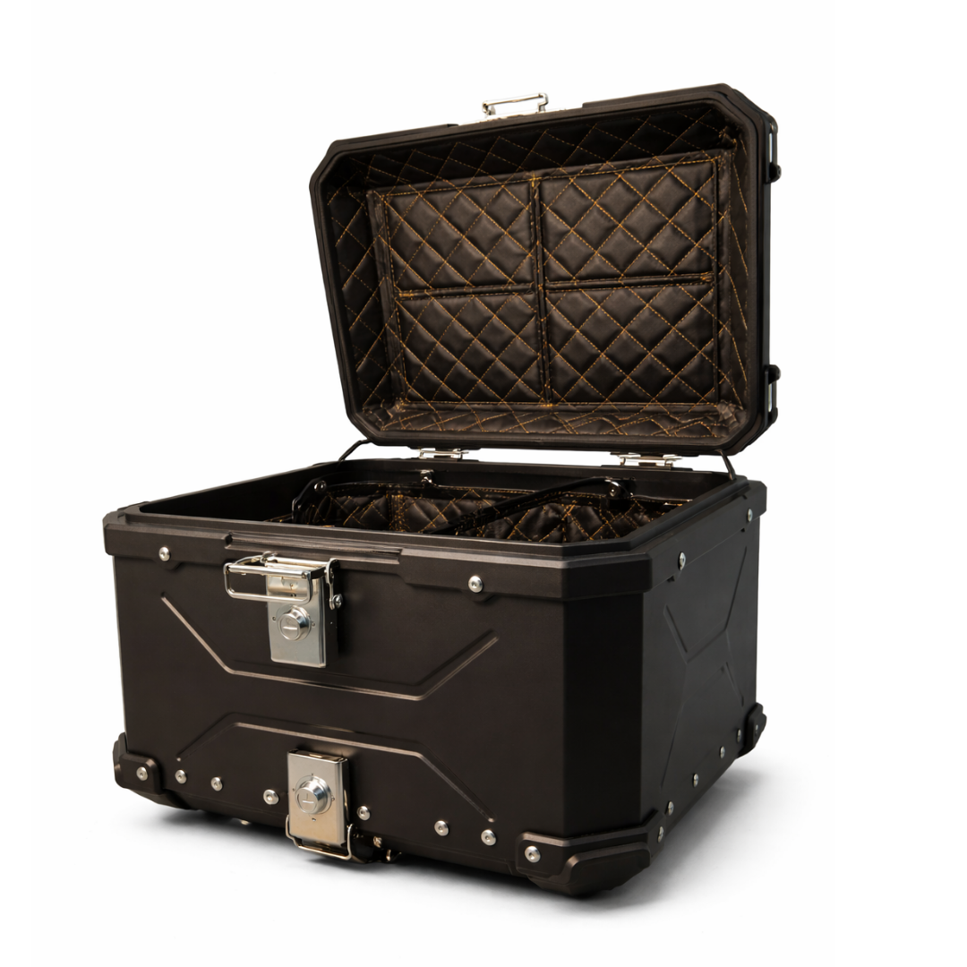 TAANC Nomad Atlas Top Box – Stealth Black | 45L Aluminium MC Motorcycle Touring Storage Box