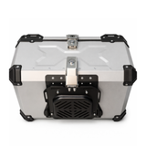 TAANC Overlander 137 Touring Setup 02 – X65 Top Box + Twin 36 Panniers | Aero Silver Aluminium Combo