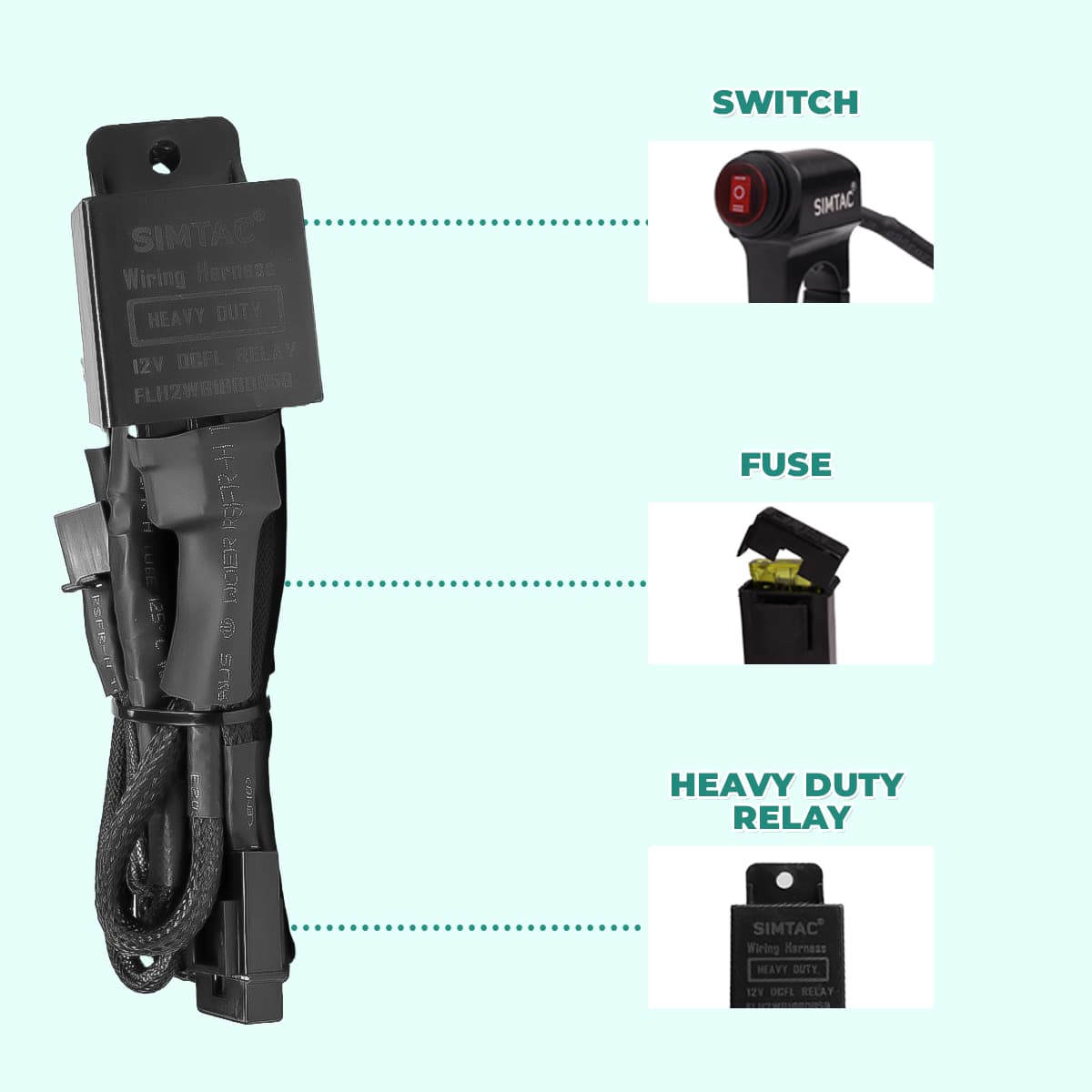 SIMTAC AUXILIARY LIGHTS DUAL COLOR WIRING HARNESS KIT | FOR BIKE &amp; CARS | FLH-2W ( WITHOUT FLASHING )