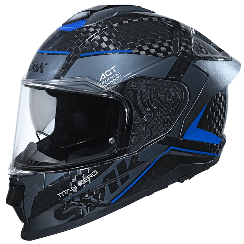 SMK Titan Carbon | Nero Carbon Black Blue Grey  | (GL256) Helmet