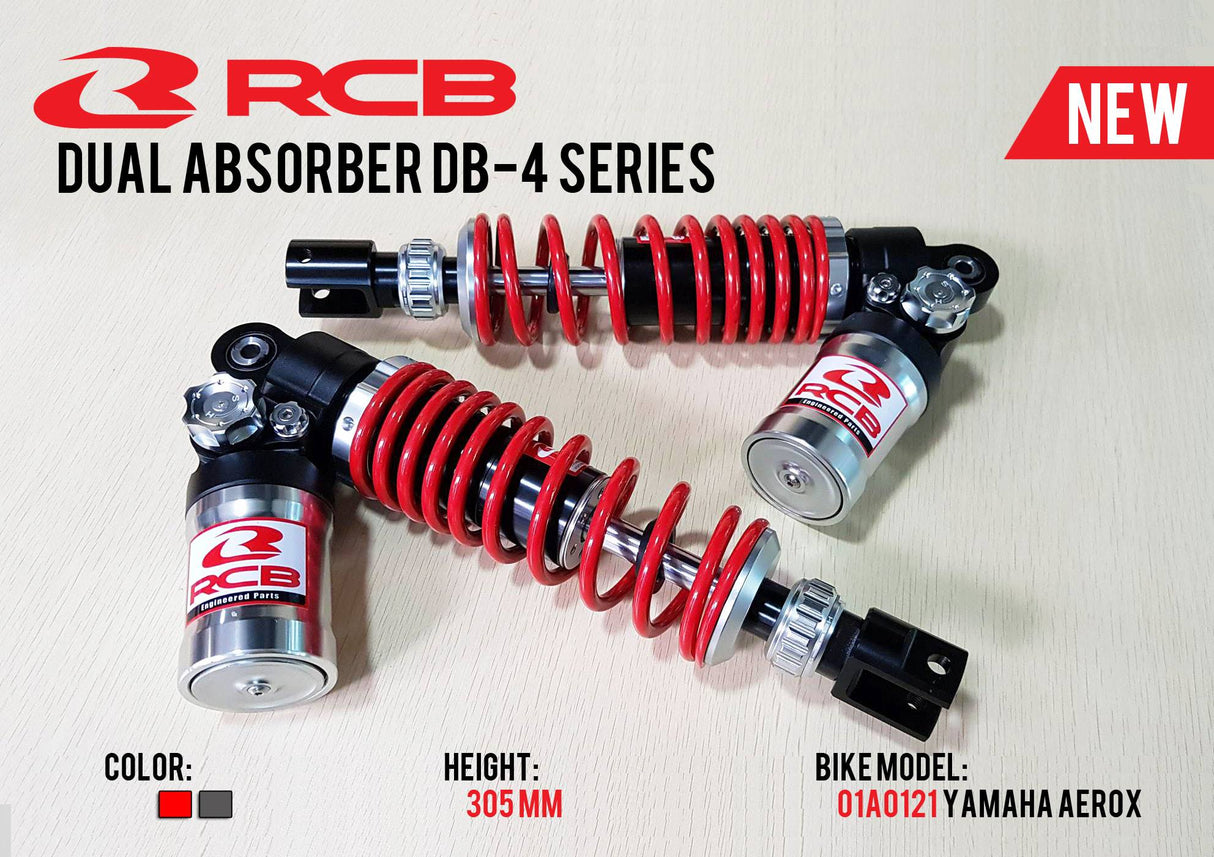 YAMAHA AEROX | RCB DB-4 DB4 SERIES | SUSPENSION REAR SHOCK ABSORBER | 01A0121R - RED ( RACING BOY CORPORATION )