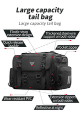 MOTOWOLF MDL0725 Expandable Motorcycle Rear Tail Seat Sling Bag 32L to 45L