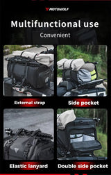 MOTOWOLF MDL0725 Expandable Motorcycle Rear Tail Seat Sling Bag 32L to 45L