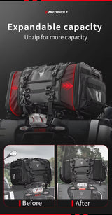 MOTOWOLF MDL0725 Expandable Motorcycle Rear Tail Seat Sling Bag 32L to 45L