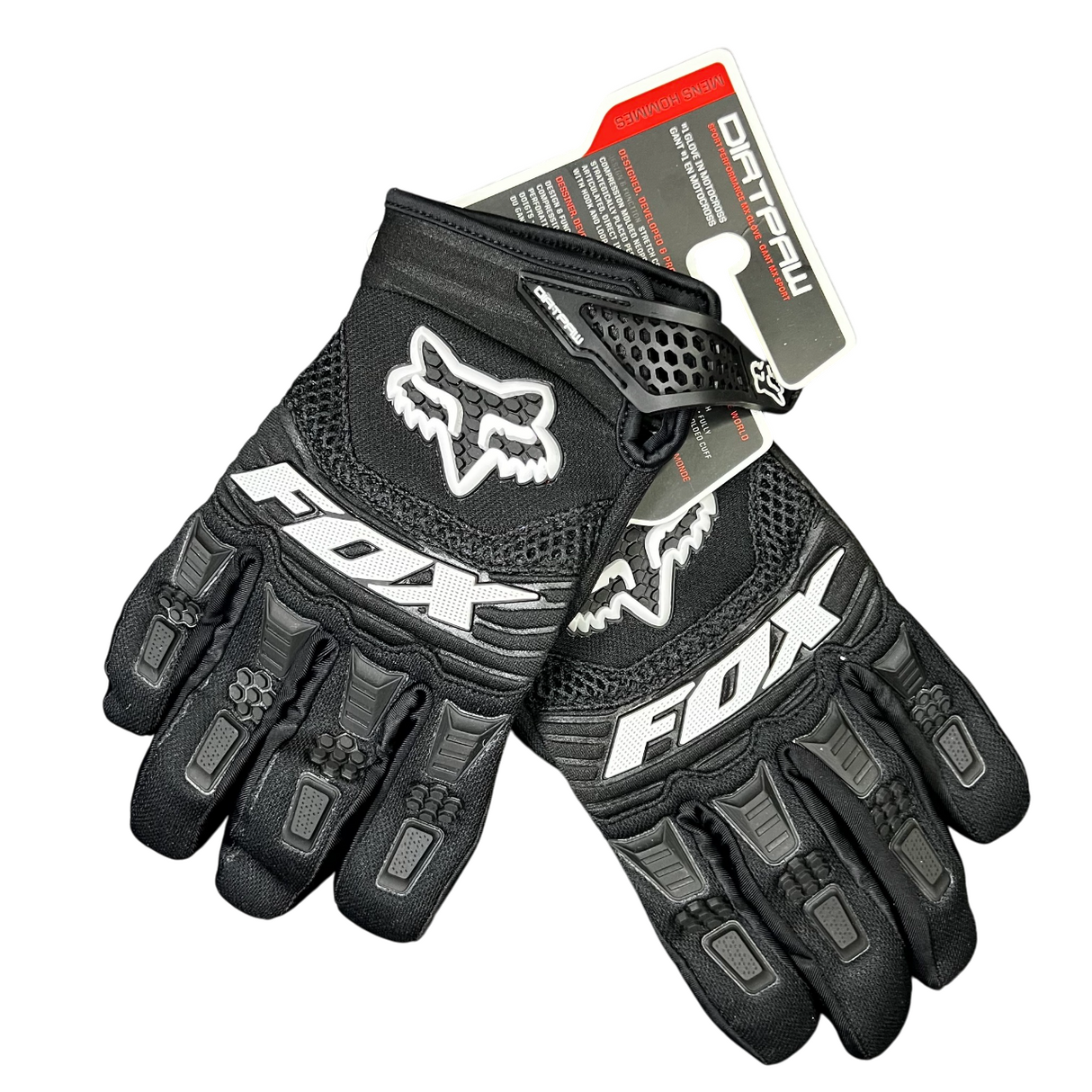 DIRTPAW Motocross Gloves  F.O.X  - Black and white V2